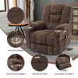 Mondawe Brown Chenille Upholstered Tufted Powered Reclining Massage chair with Lift Assistance