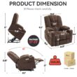 Mondawe Brown Chenille Upholstered Tufted Powered Reclining Massage chair with Lift Assistance