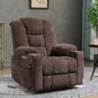 Mondawe Brown Chenille Upholstered Tufted Powered Reclining Massage chair with Lift Assistance