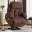 Sumyeg Power Lift Recliner Chair Brown Velvet Upholstered Powered Reclining Massage chair with Lift Assistance