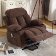 Sumyeg Power Lift Recliner Chair Brown Velvet Upholstered Powered Reclining Massage chair with Lift Assistance