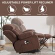 Sumyeg Power Lift Recliner Chair Brown Velvet Upholstered Powered Reclining Massage chair with Lift Assistance
