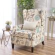 ModernLuxe Pushback Recliner Chair Modern Fabric Wingback Armchair with Nailhead Trim and Wood Legs Classic Living Room Recliner for Bedroom