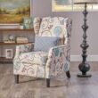 ModernLuxe Pushback Recliner Chair Modern Fabric Wingback Armchair with Nailhead Trim and Wood Legs Classic Living Room Recliner for Bedroom