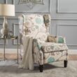 ModernLuxe Pushback Recliner Chair Modern Fabric Wingback Armchair with Nailhead Trim and Wood Legs Classic Living Room Recliner for Bedroom
