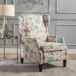 ModernLuxe Pushback Recliner Chair Modern Fabric Wingback Armchair with Nailhead Trim and Wood Legs Classic Living Room Recliner for Bedroom