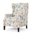 ModernLuxe Pushback Recliner Chair Modern Fabric Wingback Armchair with Nailhead Trim and Wood Legs Classic Living Room Recliner for Bedroom