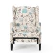 ModernLuxe Pushback Recliner Chair Modern Fabric Wingback Armchair with Nailhead Trim and Wood Legs Classic Living Room Recliner for Bedroom