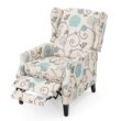 ModernLuxe Pushback Recliner Chair Modern Fabric Wingback Armchair with Nailhead Trim and Wood Legs Classic Living Room Recliner for Bedroom