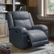 Circle 55 Navy Leather Upholstered Powered Reclining Recliner