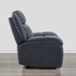 Circle 55 Navy Leather Upholstered Powered Reclining Recliner
