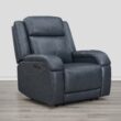 Circle 55 Navy Leather Upholstered Powered Reclining Recliner
