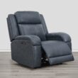 Circle 55 Navy Leather Upholstered Powered Reclining Recliner