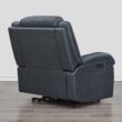 Circle 55 Navy Leather Upholstered Powered Reclining Recliner