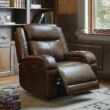Circle 55 Brown Leather Upholstered Powered Reclining Recliner