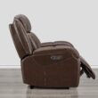 Circle 55 Brown Leather Upholstered Powered Reclining Recliner