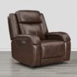 Circle 55 Brown Leather Upholstered Powered Reclining Recliner