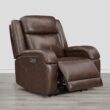 Circle 55 Brown Leather Upholstered Powered Reclining Recliner