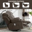 GZMR Heat Massage Recliner Chair with USB Dark Brown Velvet Upholstered Swivel Powered Reclining Recliner