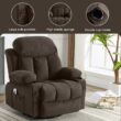 GZMR Heat Massage Recliner Chair with USB Dark Brown Velvet Upholstered Swivel Powered Reclining Recliner