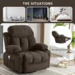 GZMR Heat Massage Recliner Chair with USB Dark Brown Velvet Upholstered Swivel Powered Reclining Recliner