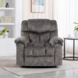 GZMR Massage Heating Swivel Rocking Recliner Chair Light Gray Velvet Upholstered Swivel Powered Reclining Massage chair