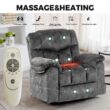 GZMR Massage Heating Swivel Rocking Recliner Chair Light Gray Velvet Upholstered Swivel Powered Reclining Massage chair