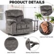 GZMR Massage Heating Swivel Rocking Recliner Chair Light Gray Velvet Upholstered Swivel Powered Reclining Massage chair