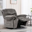 GZMR Massage Heating Swivel Rocking Recliner Chair Light Gray Velvet Upholstered Swivel Powered Reclining Massage chair