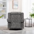GZMR Massage Heating Swivel Rocking Recliner Chair Light Gray Velvet Upholstered Swivel Powered Reclining Massage chair