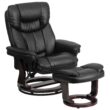 Flash Furniture Black Faux leather Upholstered Swivel Recliner with Ottoman Set