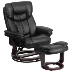 Flash Furniture Black Faux leather Upholstered Swivel Recliner with Ottoman Set