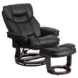 Flash Furniture Black Faux leather Upholstered Swivel Recliner with Ottoman Set