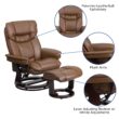Flash Furniture Palomino Faux leather Upholstered Swivel Recliner with Ottoman Set