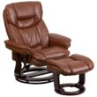 Flash Furniture Brown Vintage Faux leather Upholstered Swivel Recliner with Ottoman Set