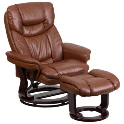 Flash Furniture Brown Vintage Faux leather Upholstered Swivel Recliner with Ottoman Set