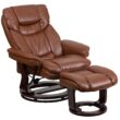 Flash Furniture Brown Vintage Faux leather Upholstered Swivel Recliner with Ottoman Set