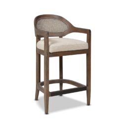 Jennifer Taylor Home Taupe Beige 26.0-in H Counter height Upholstered Wood Bar Stool