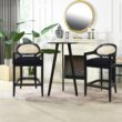 Jennifer Taylor Home Jet Black 26.0-in H Counter height Upholstered Wood Bar Stool Jennifer Taylor Home Jet Black 26.0-in H Counter height Upholstered Wood Bar Stool