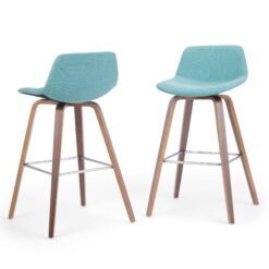 Simpli Home Aqua Blue 26.38-in H Counter height Upholstered Wood Bar Stool 2 -Pack