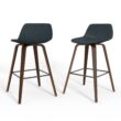 Simpli Home Distressed Blue 26.38-in H Counter height Upholstered Wood Bar Stool 2 -Pack