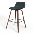Simpli Home Distressed Blue 26.38-in H Counter height Upholstered Wood Bar Stool 2 -Pack