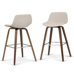 Simpli Home Natural 26.4-in H Counter height Upholstered Wood Bar Stool 2 -Pack