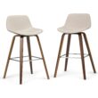 Simpli Home Natural 26.4-in H Counter height Upholstered Wood Bar Stool 2 -Pack