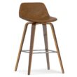 Simpli Home Deep Tan 26.4-in H Counter height Upholstered Wood Bar Stool 2 -Pack