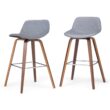 Simpli Home Stone Grey 26.4-in H Counter height Upholstered Wood Bar Stool 2 -Pack