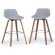 Simpli Home Stone Grey 26.4-in H Counter height Upholstered Wood Bar Stool 2 -Pack