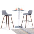Simpli Home Stone Grey 26.4-in H Counter height Upholstered Wood Bar Stool 2 -Pack