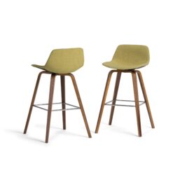 Simpli Home Acid Green 26.38-in H Counter height Upholstered Wood Bar Stool 2 -Pack