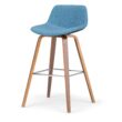 Simpli Home Medium Blue 26.4-in H Counter height Upholstered Wood Bar Stool 2 -Pack